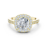 Gold Ring, Cushion center stone, Yellow Gold