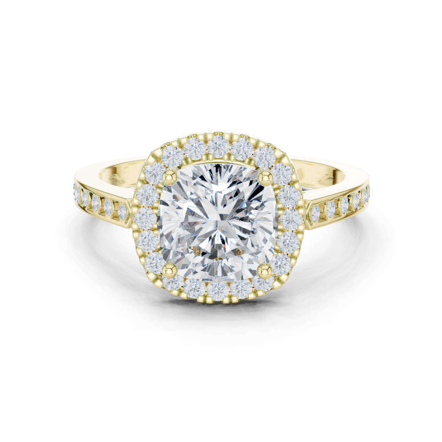 Gold Ring, Cushion center stone, Yellow Gold