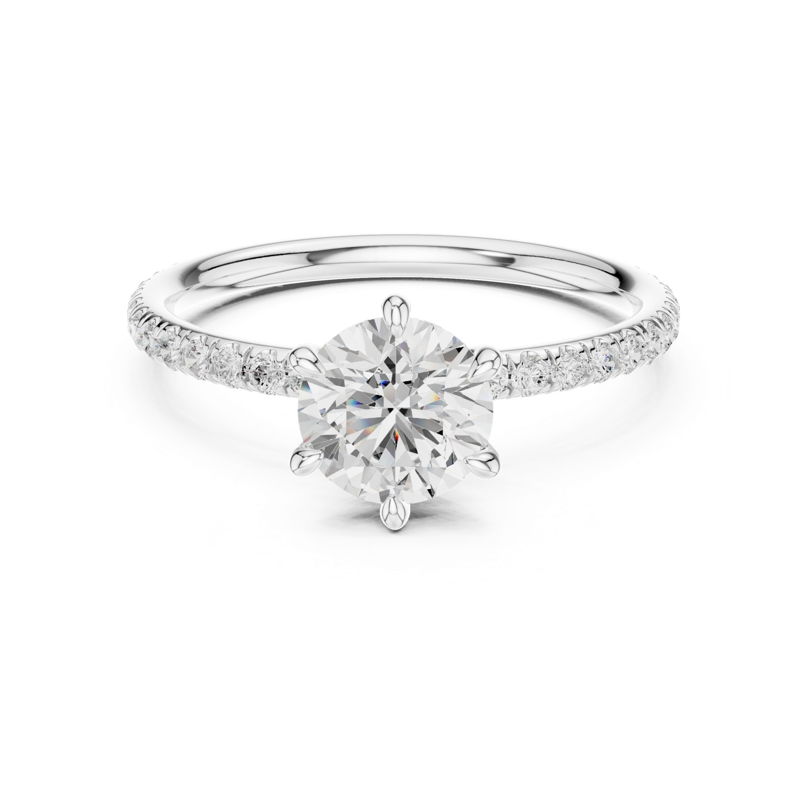Gold Jewelry L36-15, Round center stone, White Gold, view 4