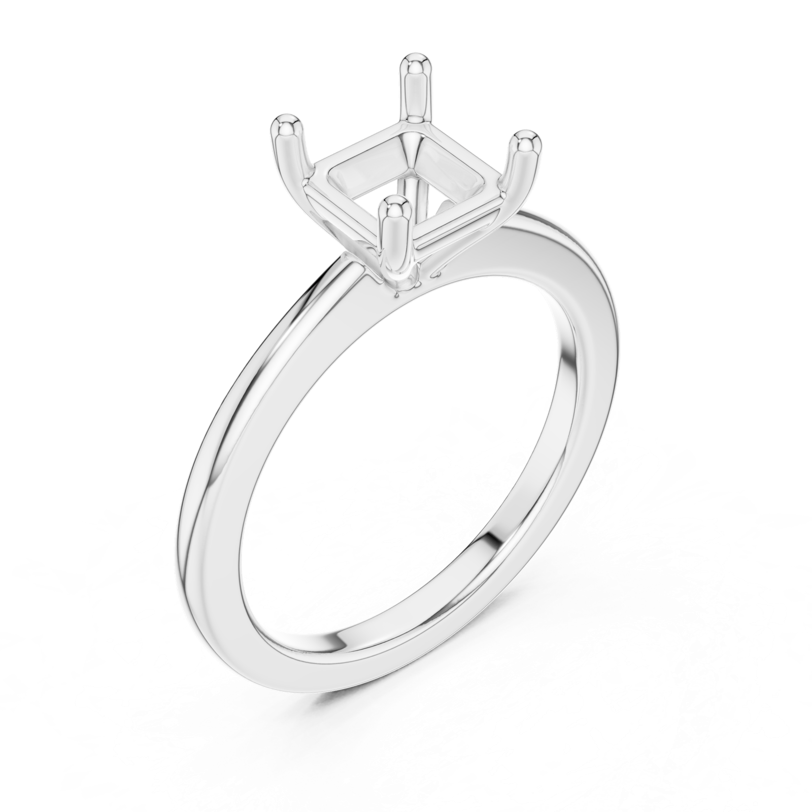 Gold Ring DDLR-032, Asscher center stone, White Gold, view 2