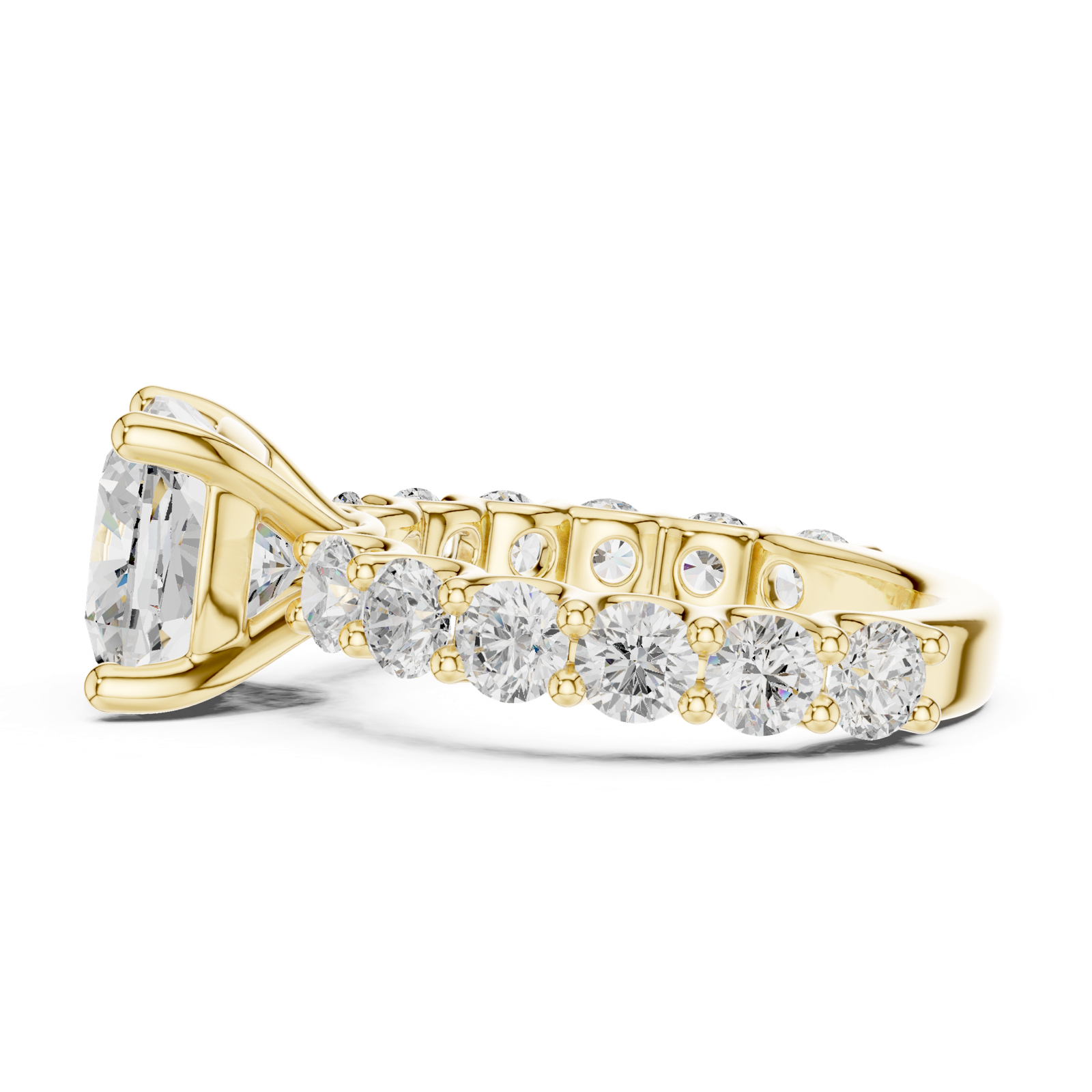 Gold Ring DDLR-087, Cushion center stone, Yellow Gold, view 3