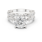 Gold Ring DDLR-301, Round center stone, White Gold