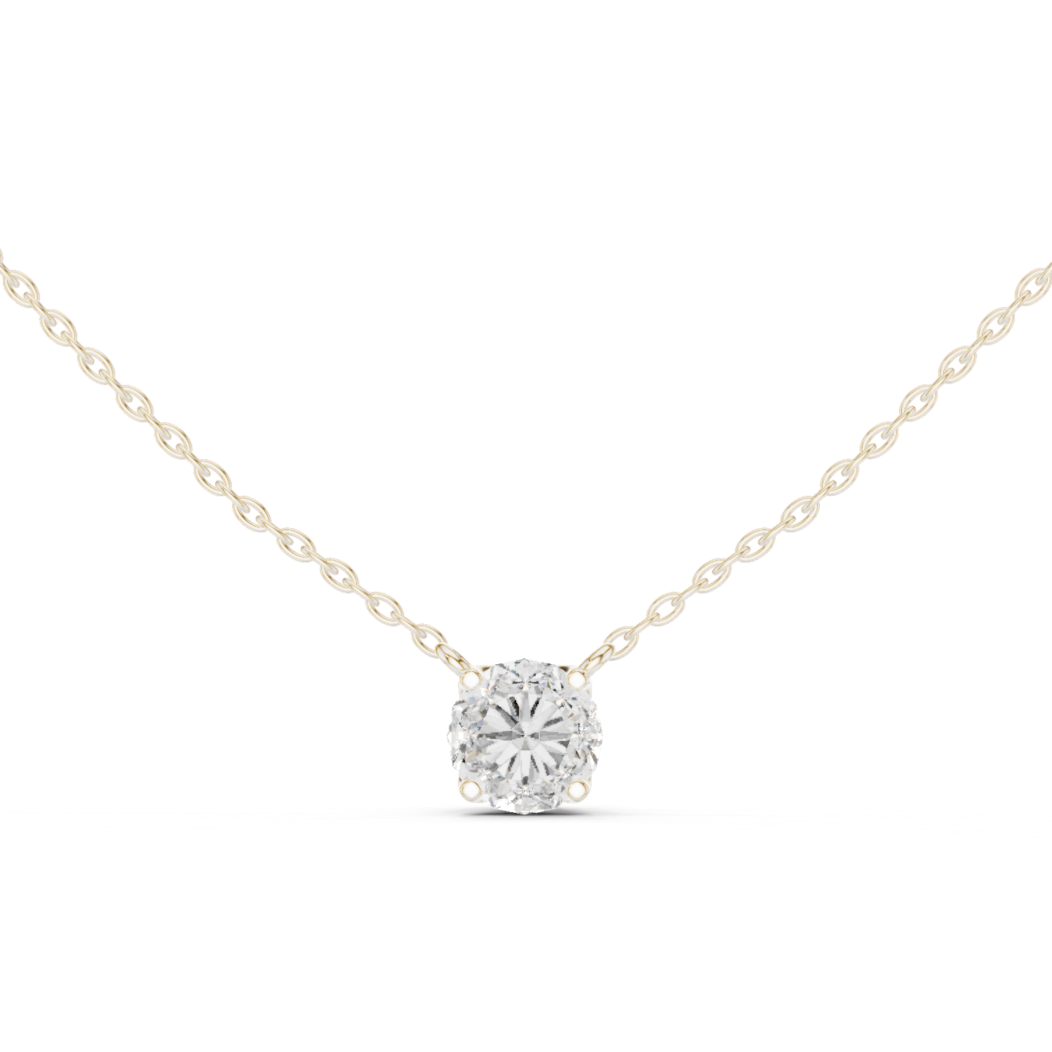 14K Solid Gold Lab Diamond Solitaire Pendant Necklace, White Gold