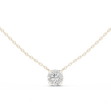 14K Solid Gold Lab Diamond Solitaire Pendant Necklace, White Gold