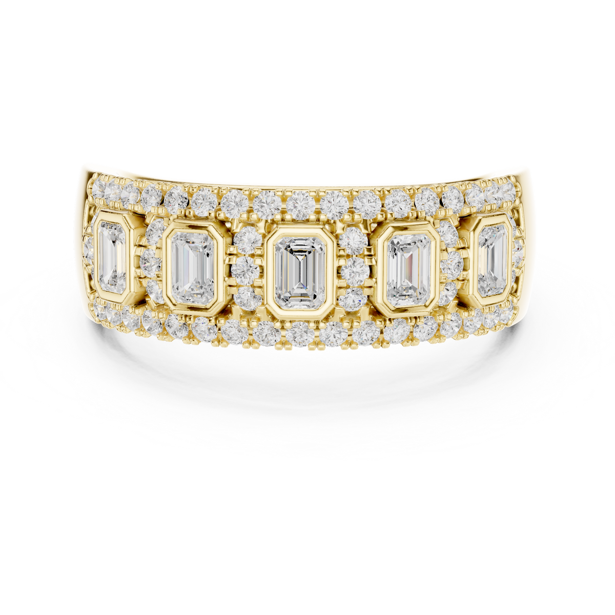 14K Solid Gold Lab Diamond Eternity Ring, Yellow Gold