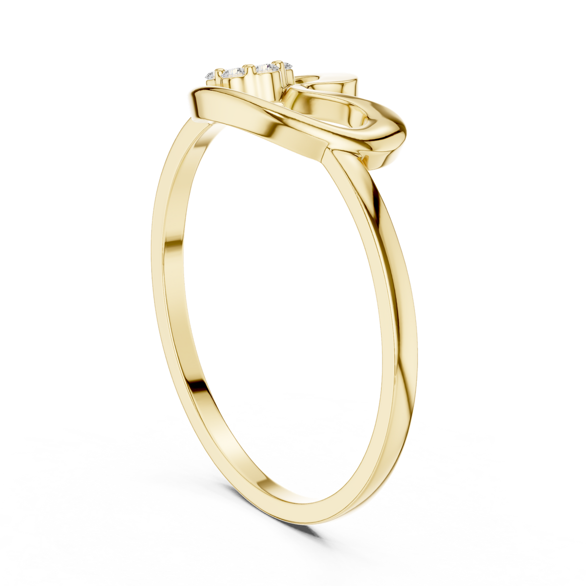 14K Solid Gold Lab Diamond Flower Twist Ring, Yellow Gold, view 1
