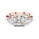 Gold Jewelry, Asscher center stone, Rose Gold