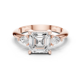 Gold Jewelry, Asscher center stone, Rose Gold