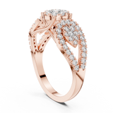 14K Solid Gold Lab Diamond Three-Stone Ring, Rose Gold, view 1