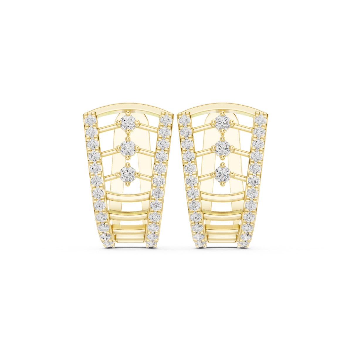 14K Solid Gold Lab Diamond Cluster Earrings, Yellow Gold