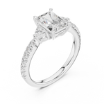 Gold Ring DDLR-037, Radiant center stone, White Gold, view 2