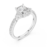 Gold Ring DDLR-037, Radiant center stone, White Gold, view 2