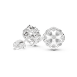 14K Solid Gold Lab Diamond Clover Cluster Earrings, White Gold, view 1