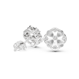 14K Solid Gold Lab Diamond Clover Cluster Earrings, White Gold, view 1