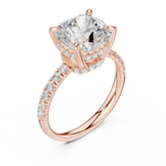 Gold Ring, Cushion center stone, Rose Gold, view 2
