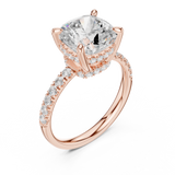 Gold Ring, Cushion center stone, Rose Gold, view 2