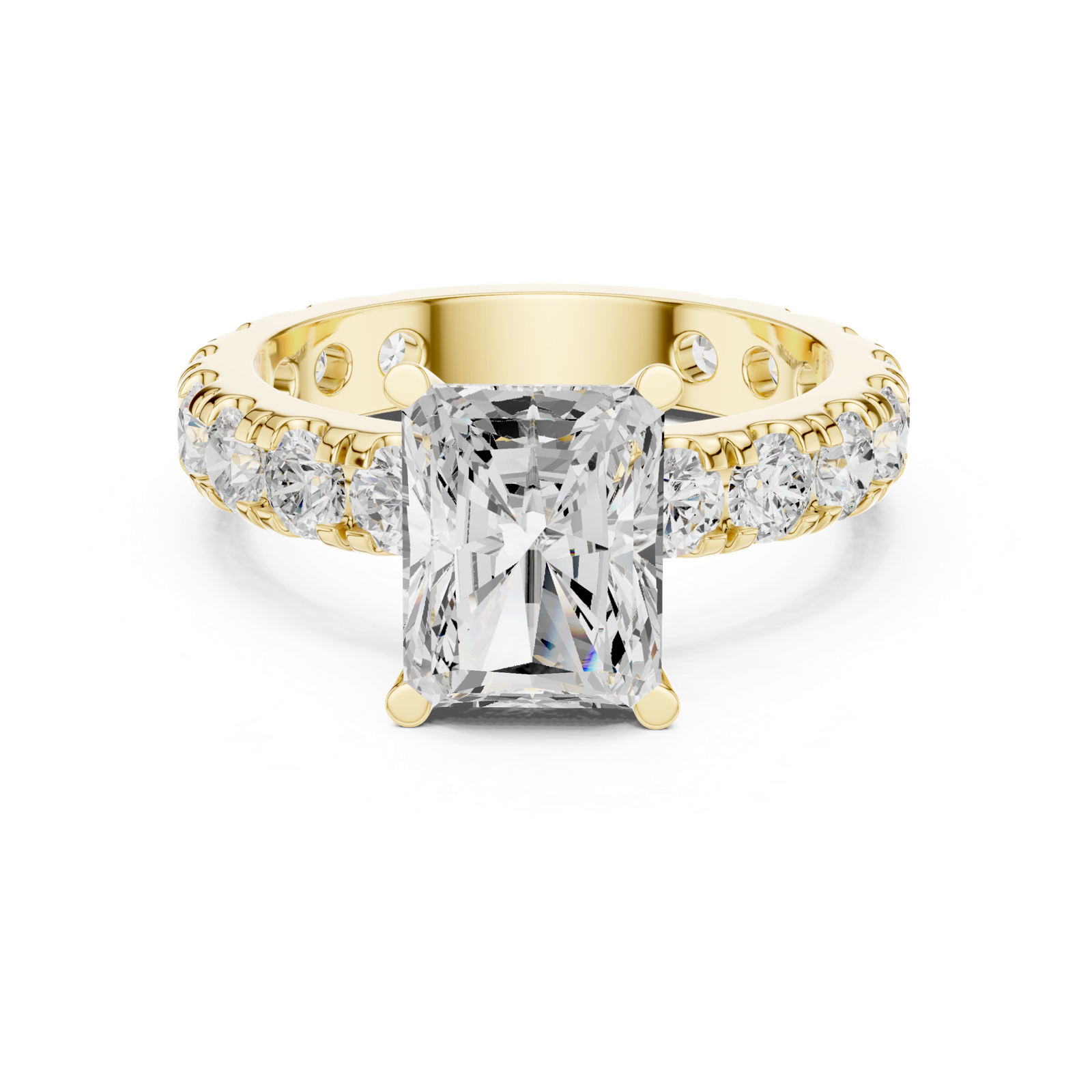 Gold Jewelry L35-63, Radiant center stone, Yellow Gold, view 4