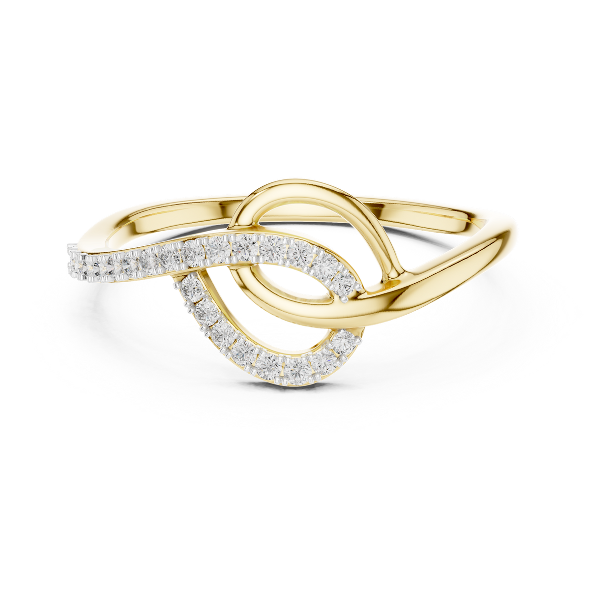 14K Solid Gold Lab Diamond Twist Ring, Yellow Gold