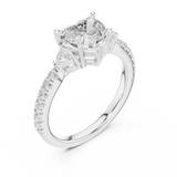 Gold Ring DDLR-037, Heart center stone, White Gold, view 2
