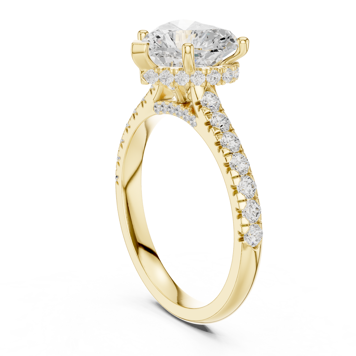 14K Solid Gold Lab Diamond Heart Solitaire Ring, Yellow Gold, view 1