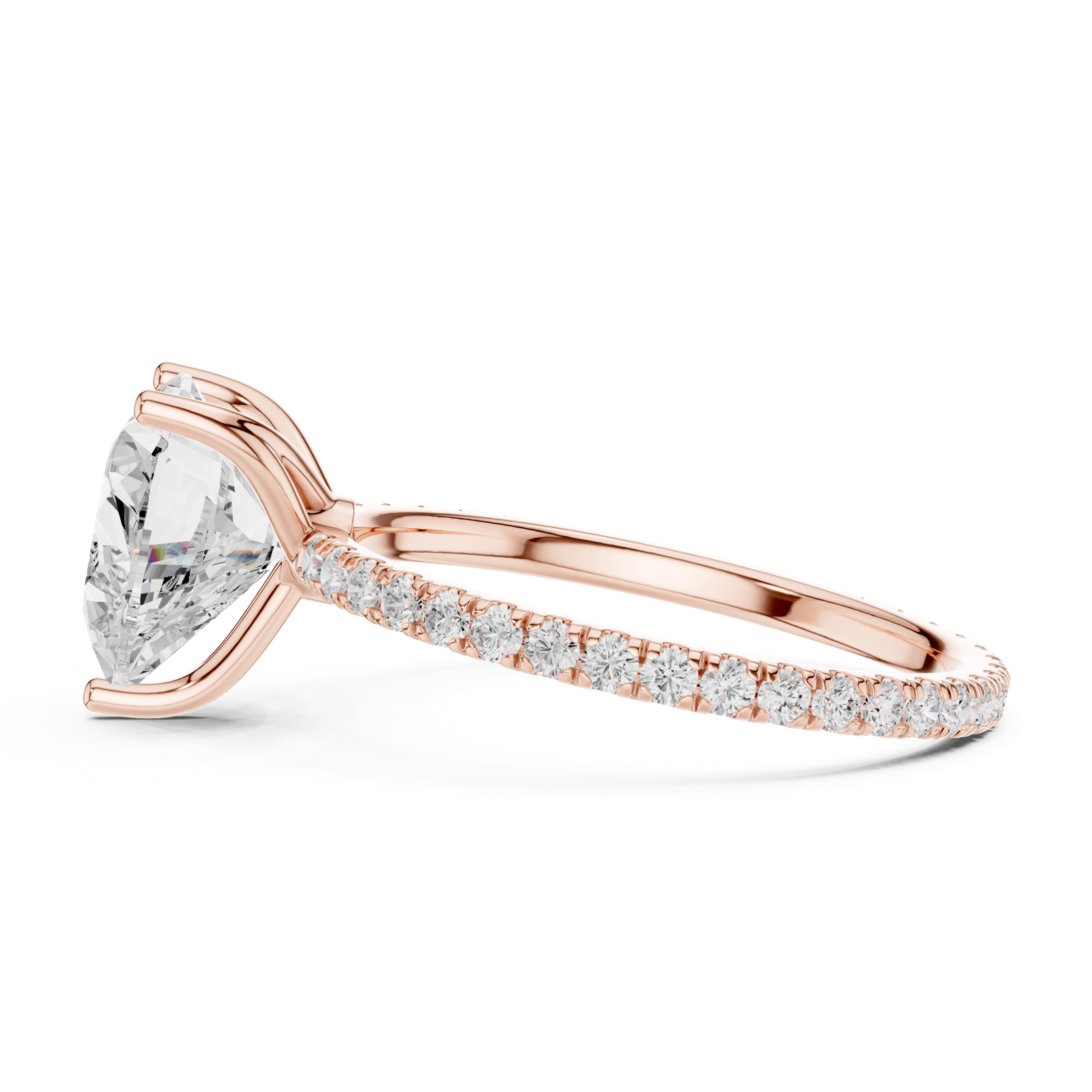 Gold Jewelry L36-16, Heart center stone, Rose Gold, view 3