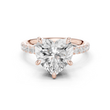 Gold Ring DDLR-259, Heart center stone, Rose Gold