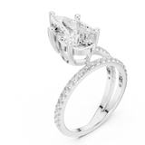 Gold Jewelry L35-39, Pear center stone, White Gold, view 2