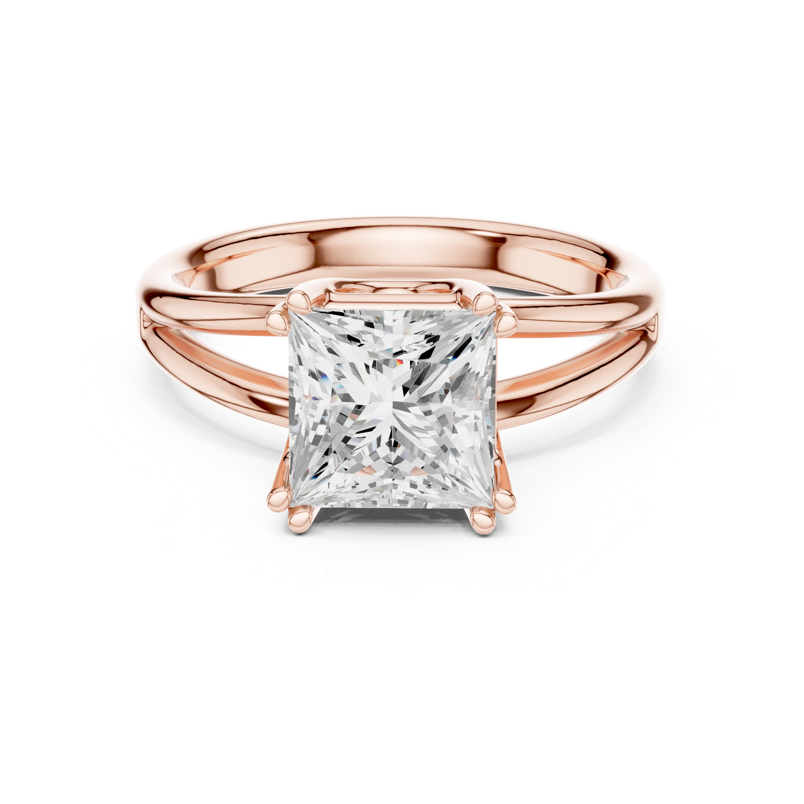 Gold Jewelry L36-7, Princess center stone, Rose Gold, view 4