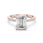 Gold Jewelry, Emerald center stone, Rose Gold