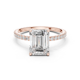 Gold Jewelry, Emerald center stone, Rose Gold