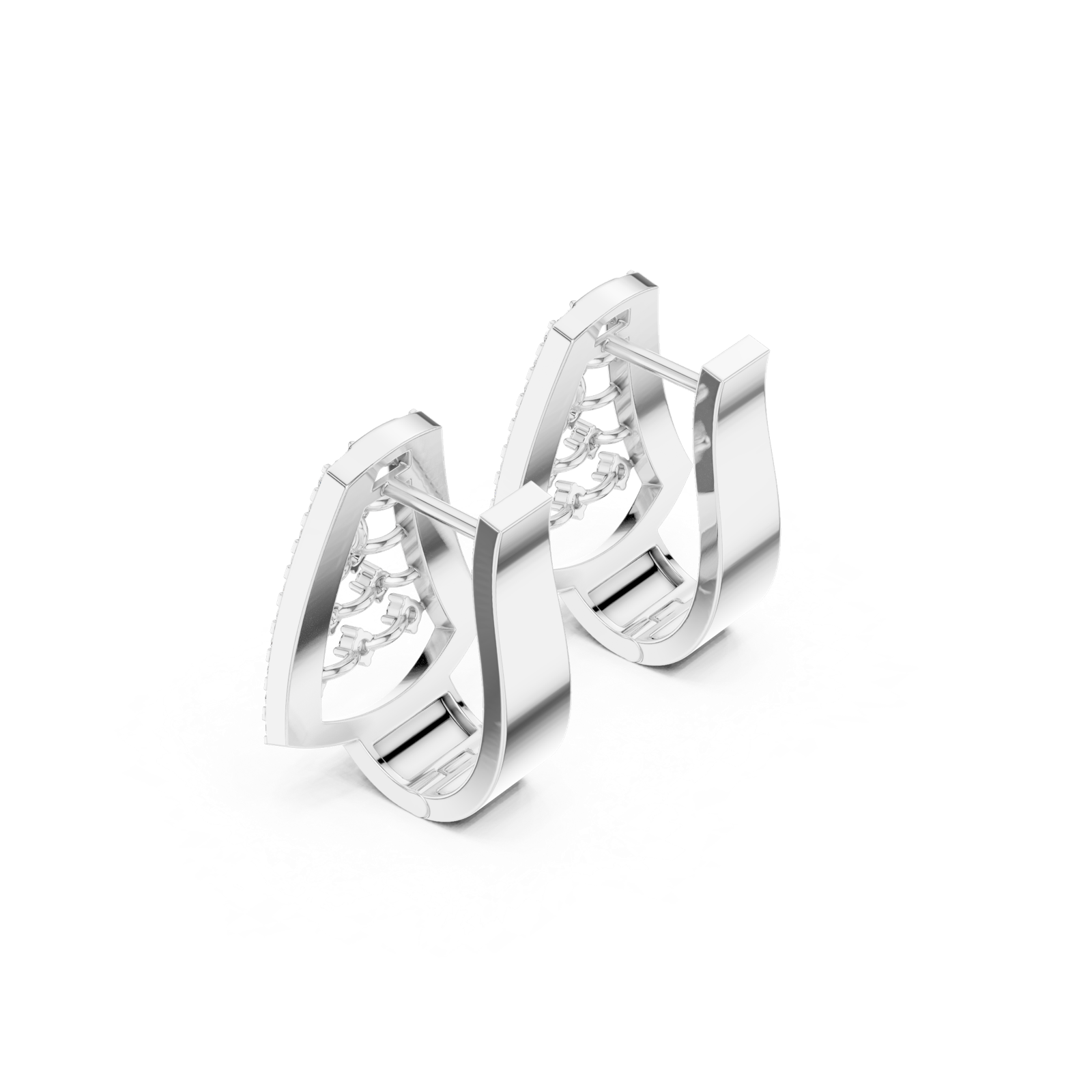 14K Solid Gold Lab Diamond Cluster Earrings, White Gold, view 2