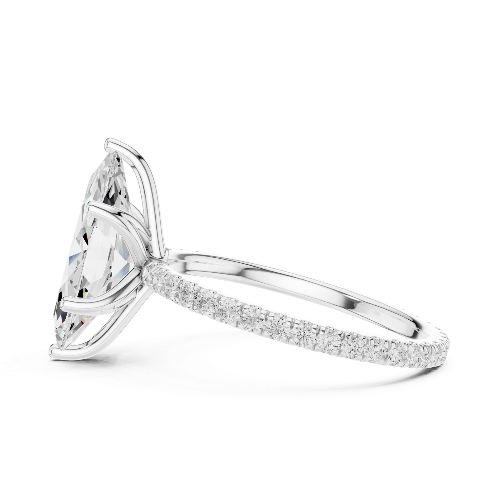 Gold Jewelry L36-16, Marquise center stone, White Gold, view 3