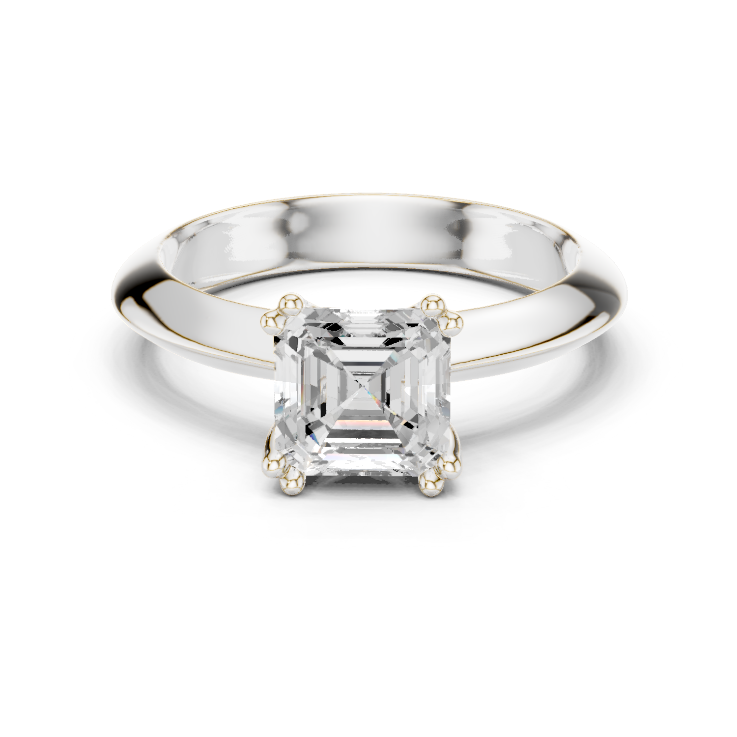 Gold Jewelry L36-8, Asscher center stone, White Gold