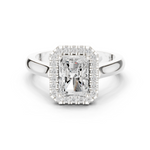 Gold Ring DDLR-338, Radiant center stone, White Gold