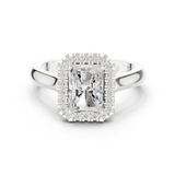 Gold Ring DDLR-338, Radiant center stone, White Gold