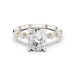 Gold Ring, Oval center stone, White Gold