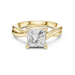 Gold Twisted Band Solitaire Engagement Ring, Princess center stone, Yellow Gold, view 4
