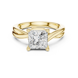 Gold Twisted Band Solitaire Engagement Ring, Princess center stone, Yellow Gold, view 4