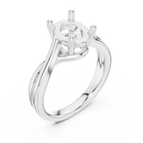Gold Twisted Band Solitaire Engagement Ring, Oval center stone, White Gold, view 2