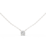 14K Solid Gold Lab Diamond Solitaire Pendant Necklace, White Gold