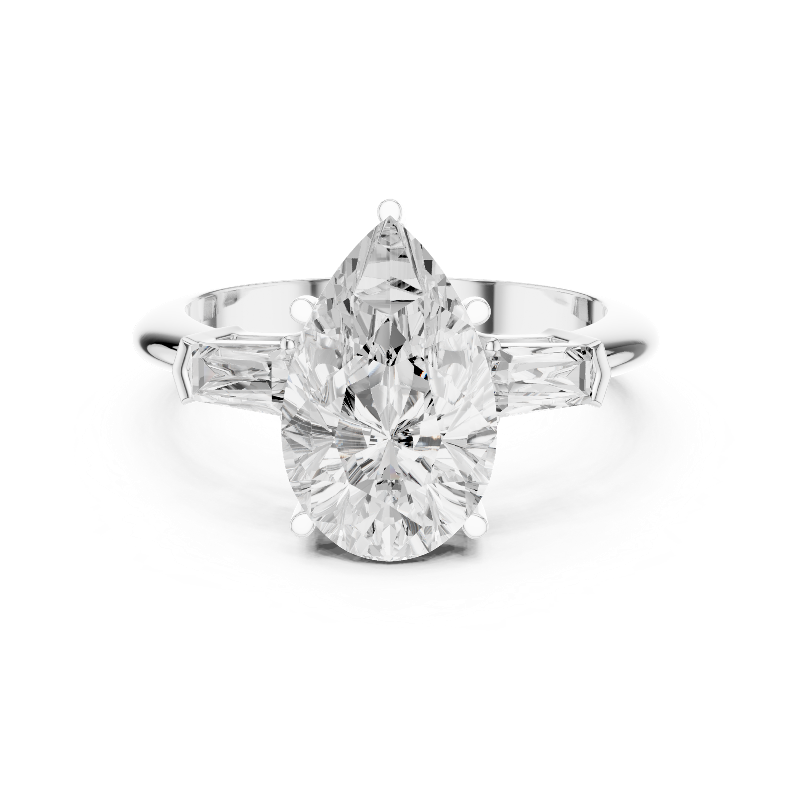 Gold Jewelry L35-67, Pear center stone, White Gold, view 4