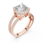 Gold Jewelry, Cushion center stone, Rose Gold, view 2