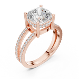 Gold Jewelry, Cushion center stone, Rose Gold, view 2