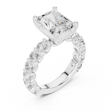 Gold Ring DDLR-087, Radiant center stone, White Gold, view 2
