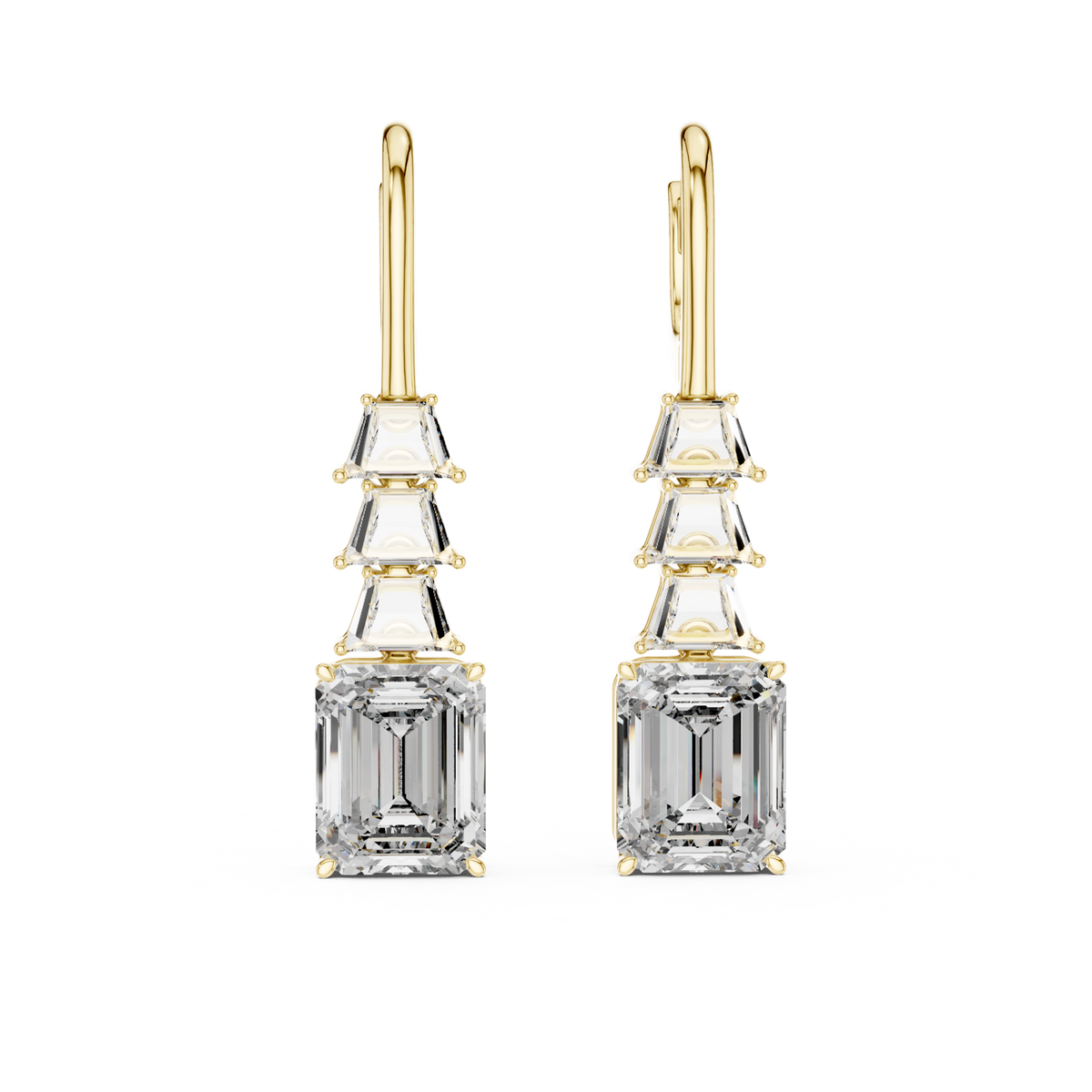 14K Solid Gold Lab Diamond Drop Earrings, Yellow Gold