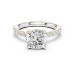 Gold Ring, Cushion center stone, White Gold