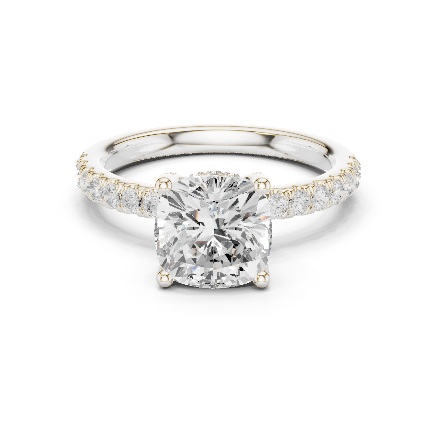 Gold Ring, Cushion center stone, White Gold
