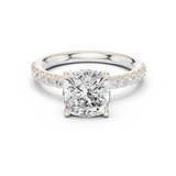 Gold Ring, Cushion center stone, White Gold