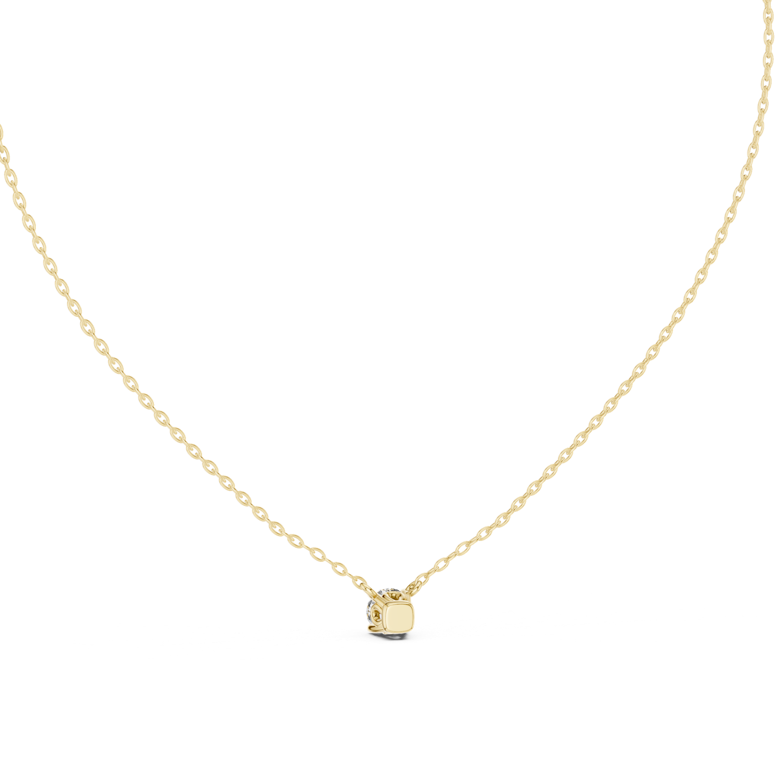 14K Solid Gold Lab Diamond Solitaire Pendant Necklace, Yellow Gold, view 4
