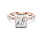Gold Ring DDLR-165, Princess center stone, Rose Gold, view 4